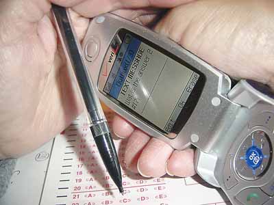 Cheating with a cell phone on a test