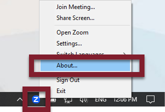 zoom minimum update 03 task bar about zoom minimum update 03 task bar about