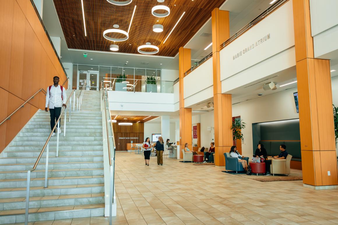 The interior lobby of the School of Law.