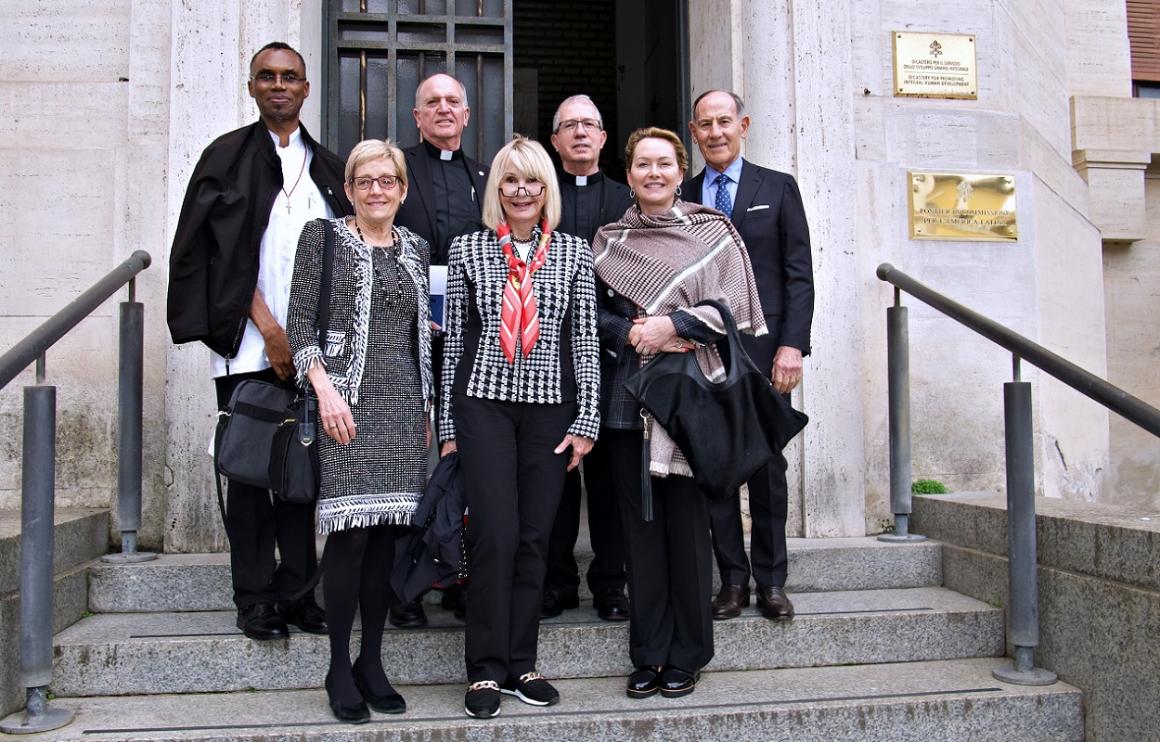 Fr. Agbonkhianmeghe Orobator, Julie Sullivan, Fr. Tom Smolich, Agnieszka Winkler, Fr. Luis Calero, Ashley Sonsini, Larry Sonsini image link to story