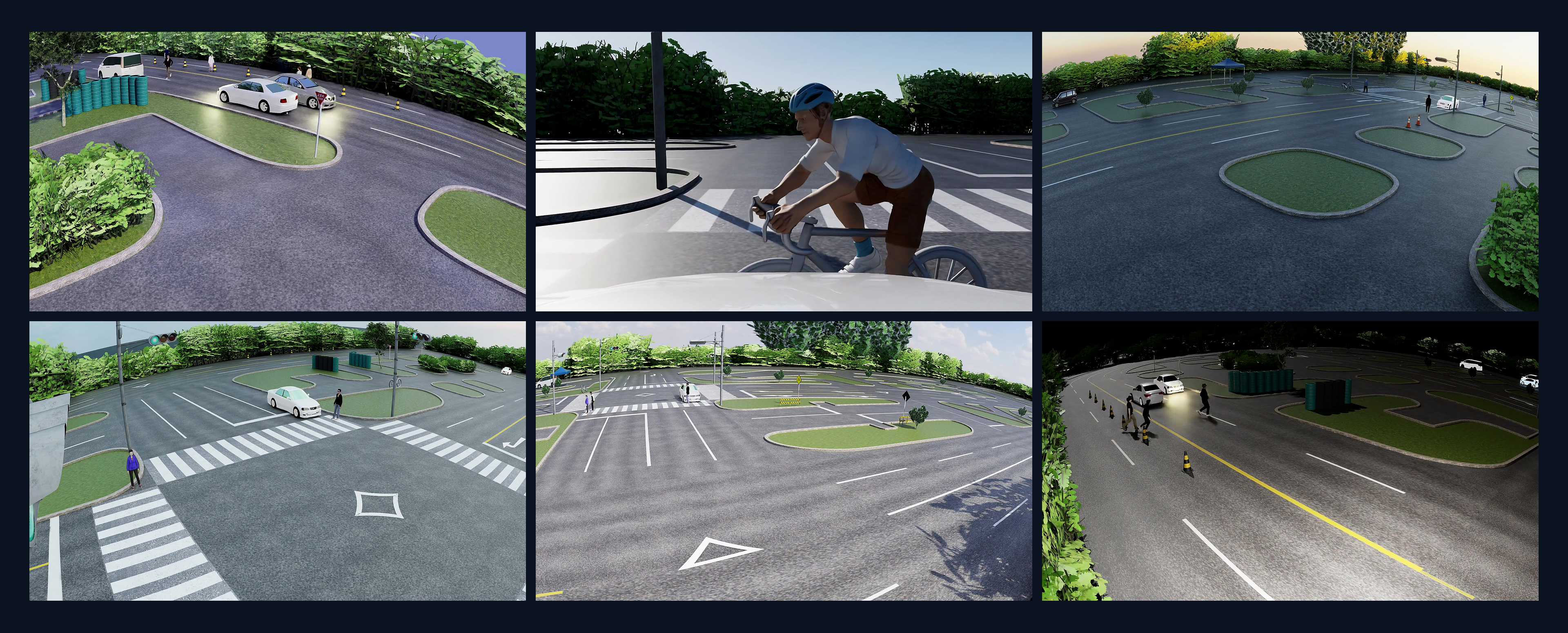 Simulation of various lighting conditions and street layouts for training AI